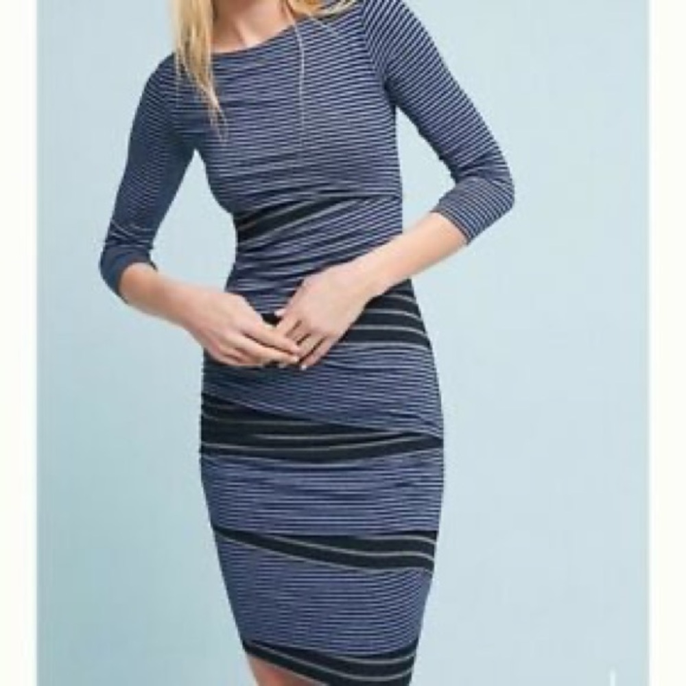 Bailey 44 Anthropologie Blue Striped Jersey Dress